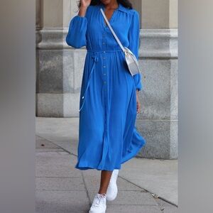 Ever New Blue Buttoned Tie Front Sundress